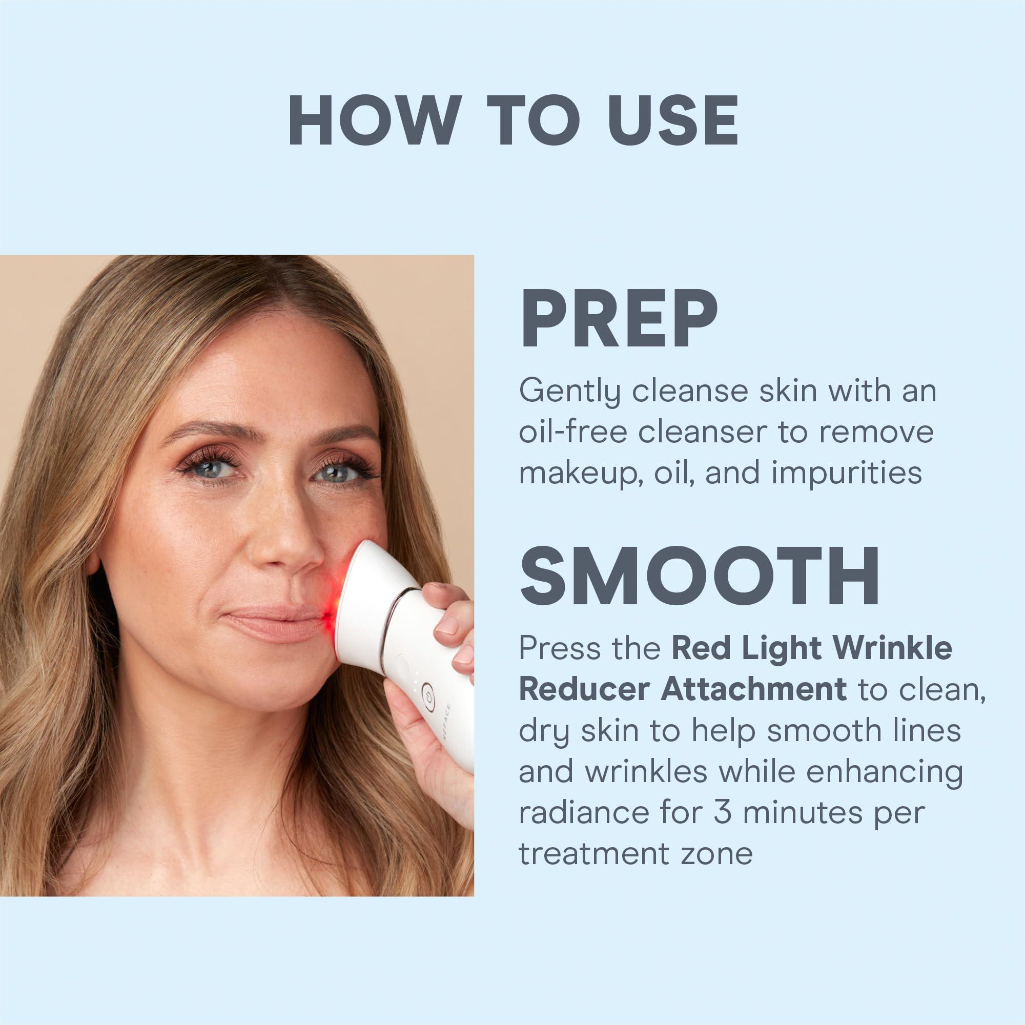 NuFACE NuFACE Trinity+ LED Red Light Wrinkle Reducer Attachment for Microcurrent Facial Device - FDA Cleared at Home 3-Minute Fine Lines and Wrinkles Treatment for Smile Lines, Under Eyes & Forehead