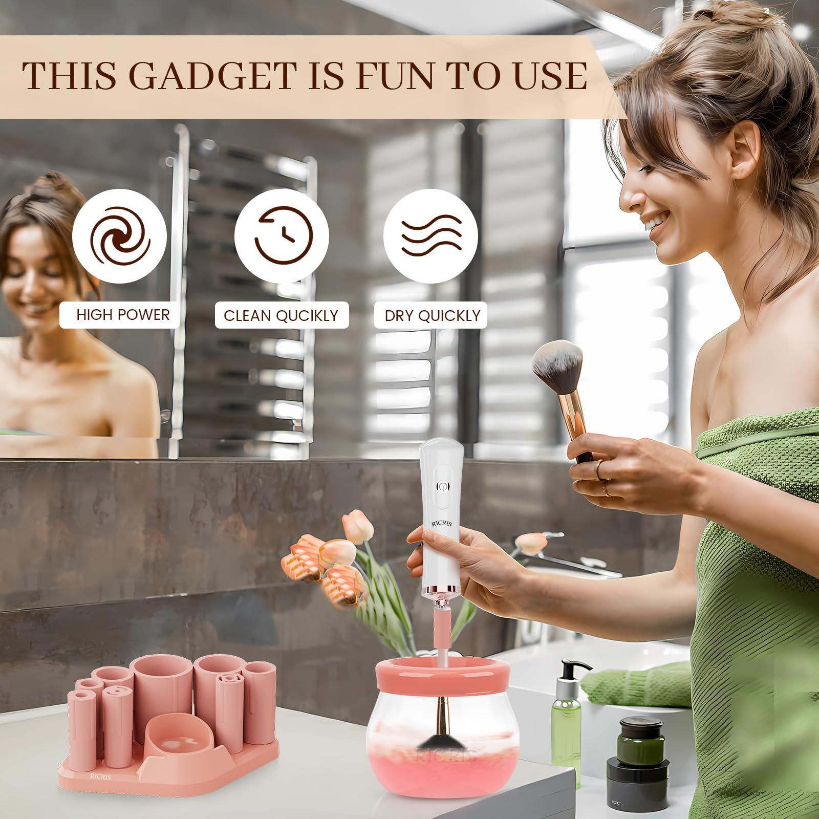 RICRIS RICRIS Electric Makeup Brush Cleaner Machine - Ultra Fast USB Make Up Brush Washer and Dryer - Automatic Cosmetic Brush Cleanser Tool Clean and Dry in Seconds for Beauty Women, Girls