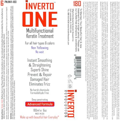 KERATIN RESEARCH INVERTO ONE 180ml Formaldehyde-free Brazilian Complex Keratin Blowout Kit with Clarifying Shampoo - Vegan Salon Grade Treatment for Instant Results