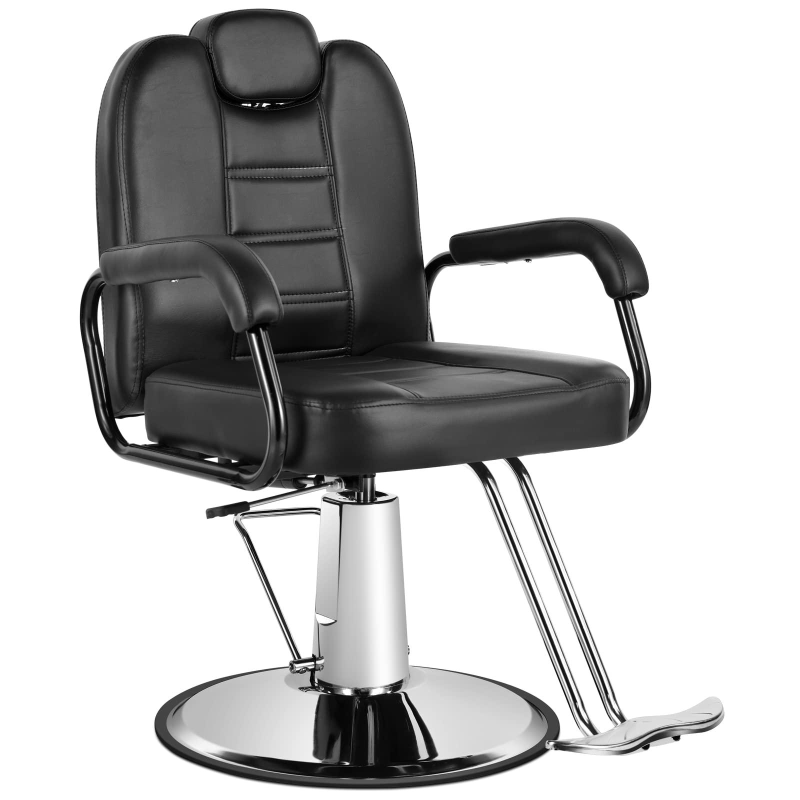 Artist hand Artist hand Barbers Chairs, Heavy Duty Hydraulic Reclining Salon Chair Spa Furniture Shampoo Reclining Extra Wider Seat Beauty Hair Salon Equipment(Black)