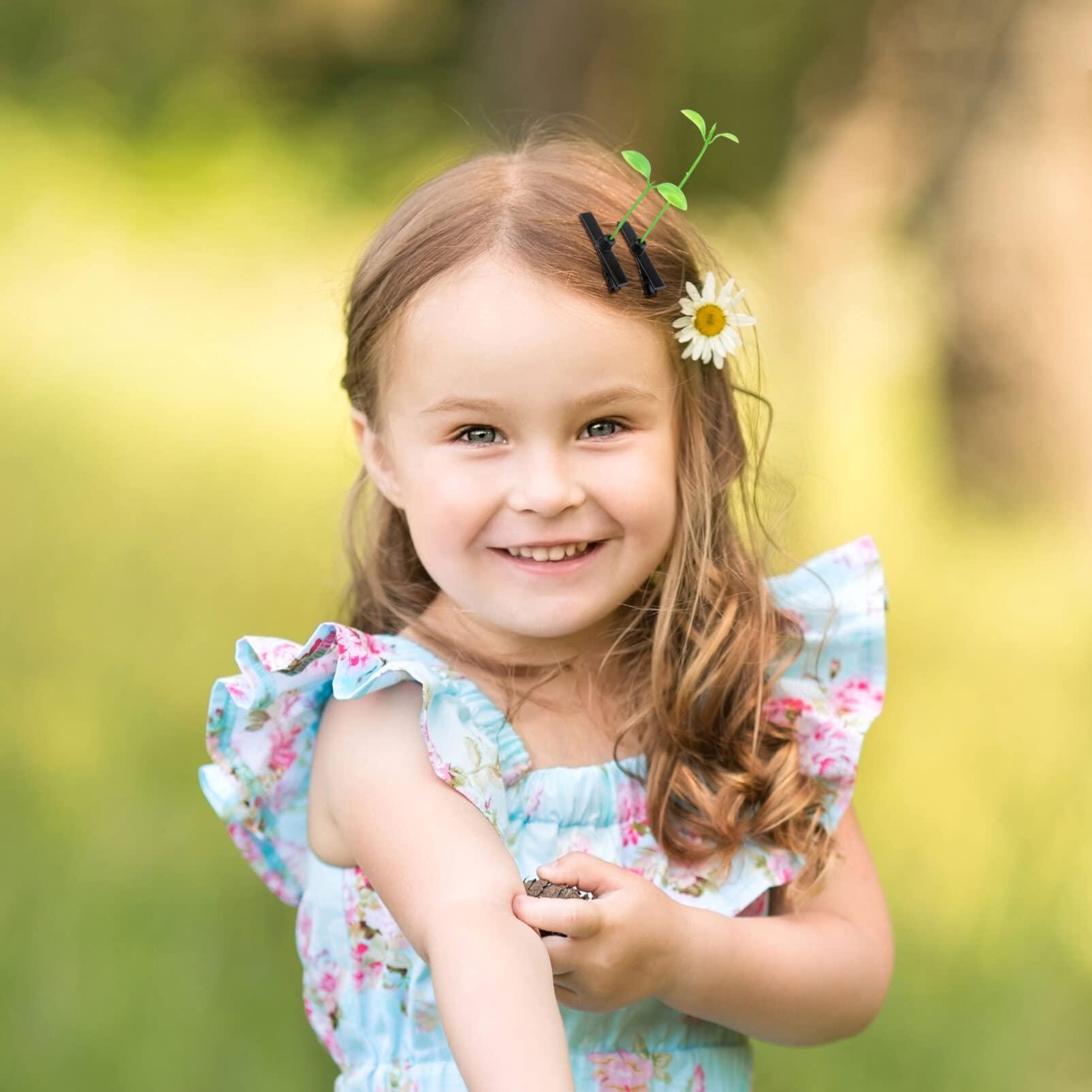 VOSAREA 50pcs bean sprouts hairpin green plant barrette leaf clips for plants bean sprout hair clips little plant hairpin metal hair clips lovely hairpin non-slip baby plastic