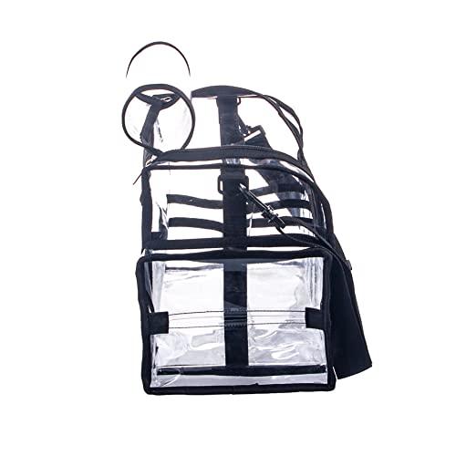 Remobia Hicol Large Professional Free Standing Clear PVC Makeup Artist Set Bag Transparent Makeup Brush Buddy Make up Kits Organizer Carry All MUA Travel Cosmetic Bag with 8 Dividers and Tissue Holder