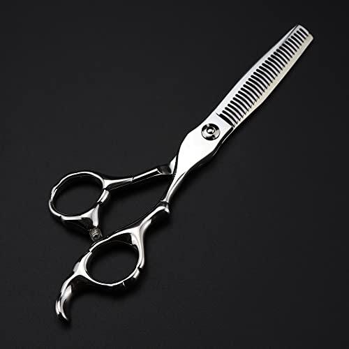 PPONE Professional Hair Cutting Shears, 6inch Professional Japan 440c steel scissor Silver hair scissors cutting barber tools haircut thinning shears hairdresser scissors (Color : Set with bag)