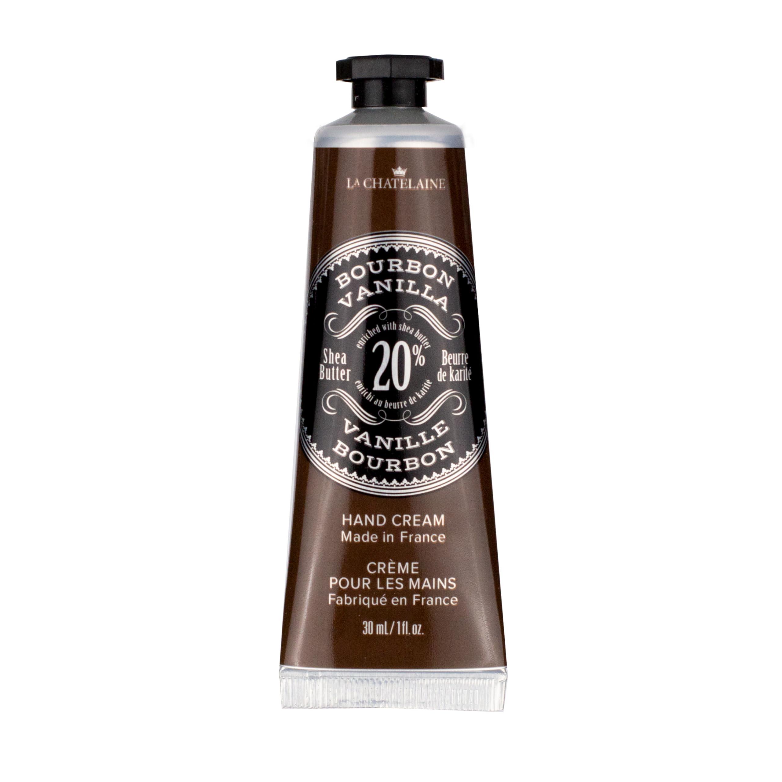 La Chatelaine La Chatelaine 20% Shea Butter Hand Cream Travel Size, Men, Unisex, Organic Argan Oil, Moisturizing, Nourishing, Extra-Rich Hand Lotion, Made in France, Paraben Free, 1 oz / 30ml (Bourbon Vanilla)