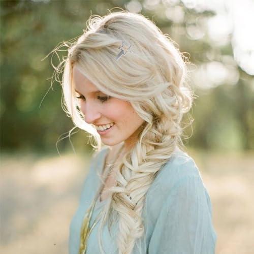 Pejlnd Hollow Star Cute Kawaii Y2K Silver Metal Star Hair Clips and Barrettes for Styling - 4Pcs Non-Slip Hair Accessories Gifts for Girls and Women