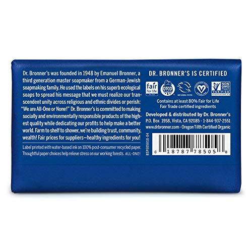 Dr. Bronner's Dr. Bronner’s - Pure-Castile Bar Soap (Peppermint, 5 ounce, 2-Pack) - Made with Organic Oils, For Face, Body and Hair, Gentle and Moisturizing, Biodegradable, Vegan, Cruelty-free, Non-GMO