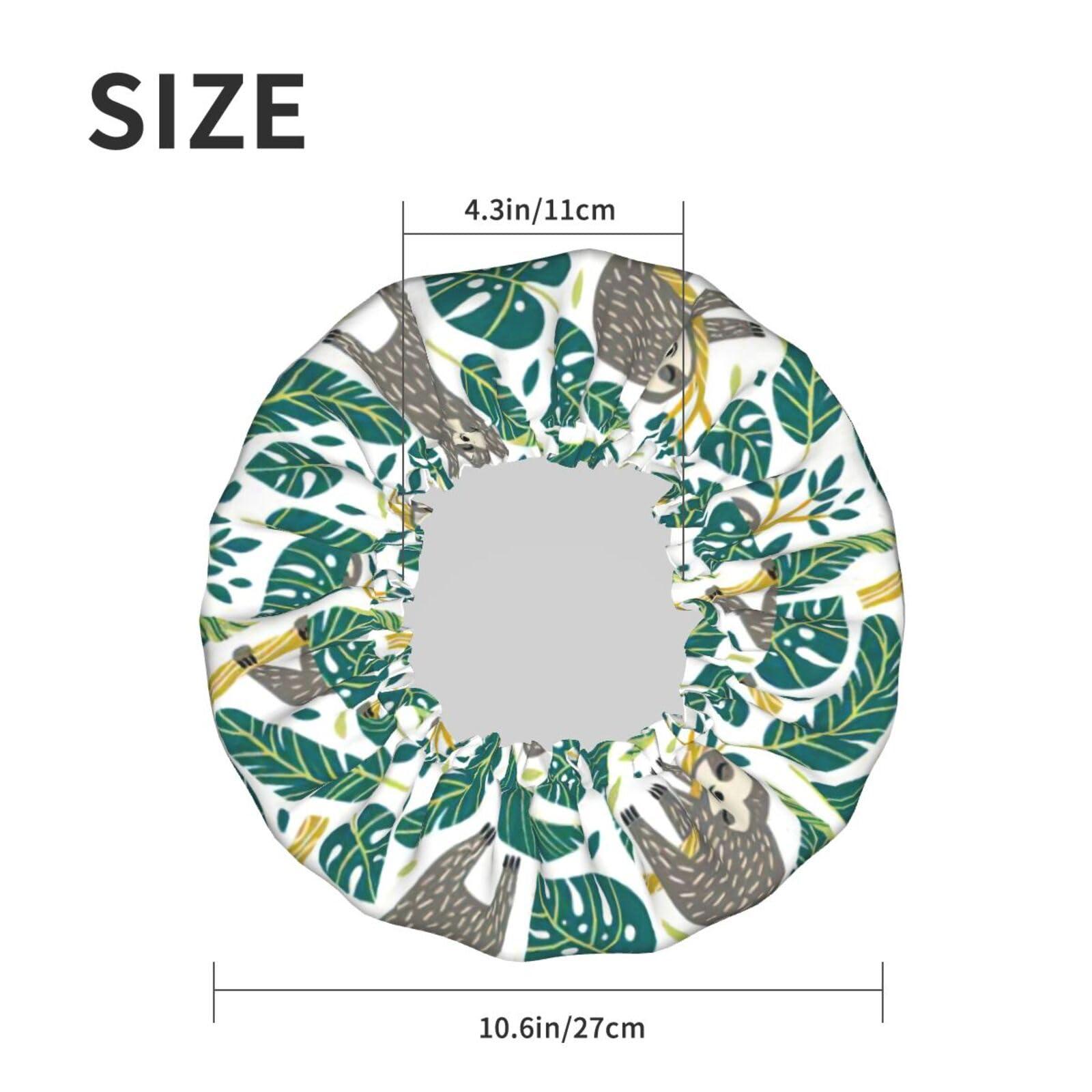WURTON WURTON Adorable Sloth Print Soft Shower Cap for Women, Reusable Environmental Protection Hair Bath Caps