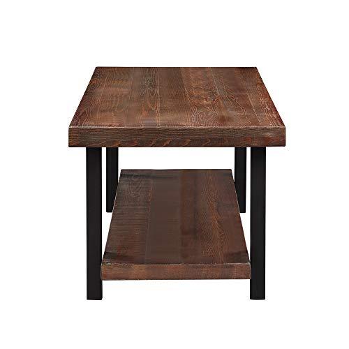 YYAO YYAO End Table Idustrial Coffee Table Solid Wood & Iron Frame with Open Shelf