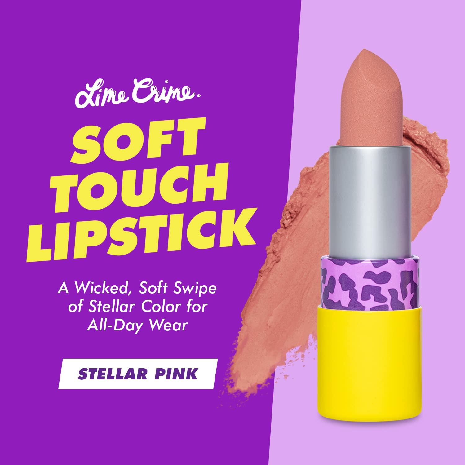 Lime Crime Lime Crime Soft Touch Comfort Matte Lipstick, Stellar Pink (Light Pinky Nude) - Flirty Retro Shades - Full-Coverage Long Lasting, Lip Lining & Soft Formula for All-Day Wear - Talc-Free & Paraben-Free