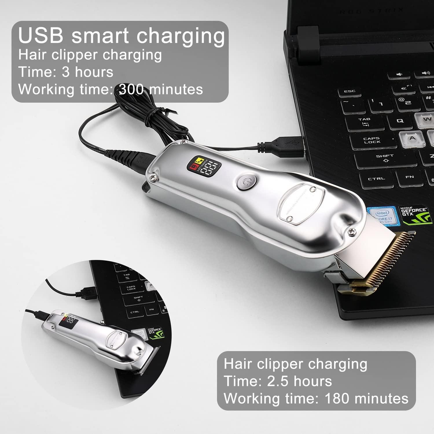 toothgeneric toothgeneric Hair Cutting Tool, Professional Hair Cutter Mans Hair Clipper Set Electric Cordless Hair Trimmer for Barber 2 Machines with 10 Guide Combs