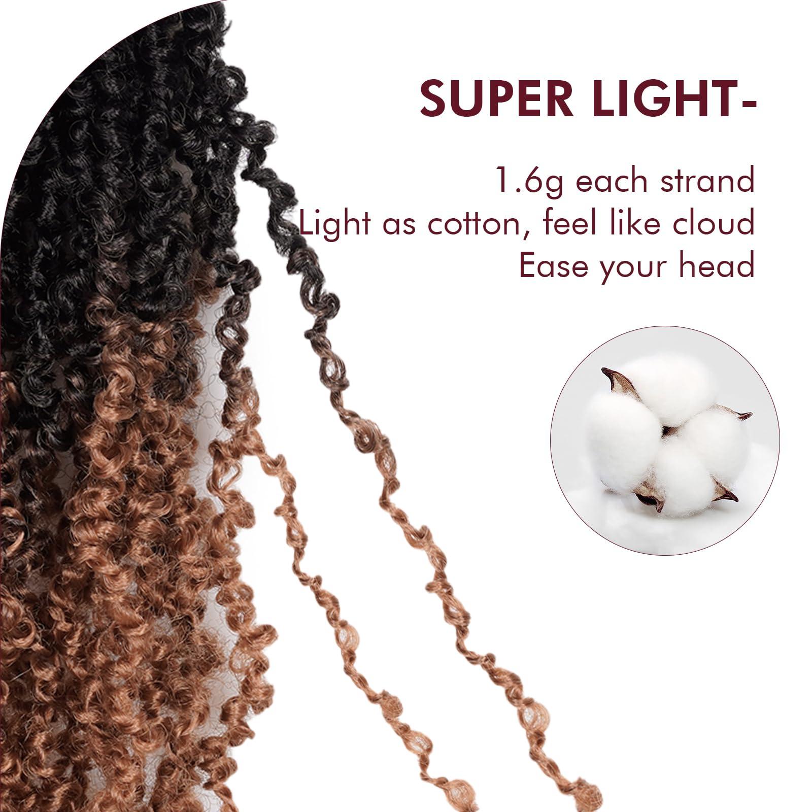 GIX GIX Yanky Twist Crochet Hair - 16 Inch 2 Packs (60 Strands) Ombre Brown Pre-twisted Fluffy Spring Mini Twist Short Passion Twist, Pre-Looped Crochet Braids Braiding Hair (16 Inch, OT30-2P)