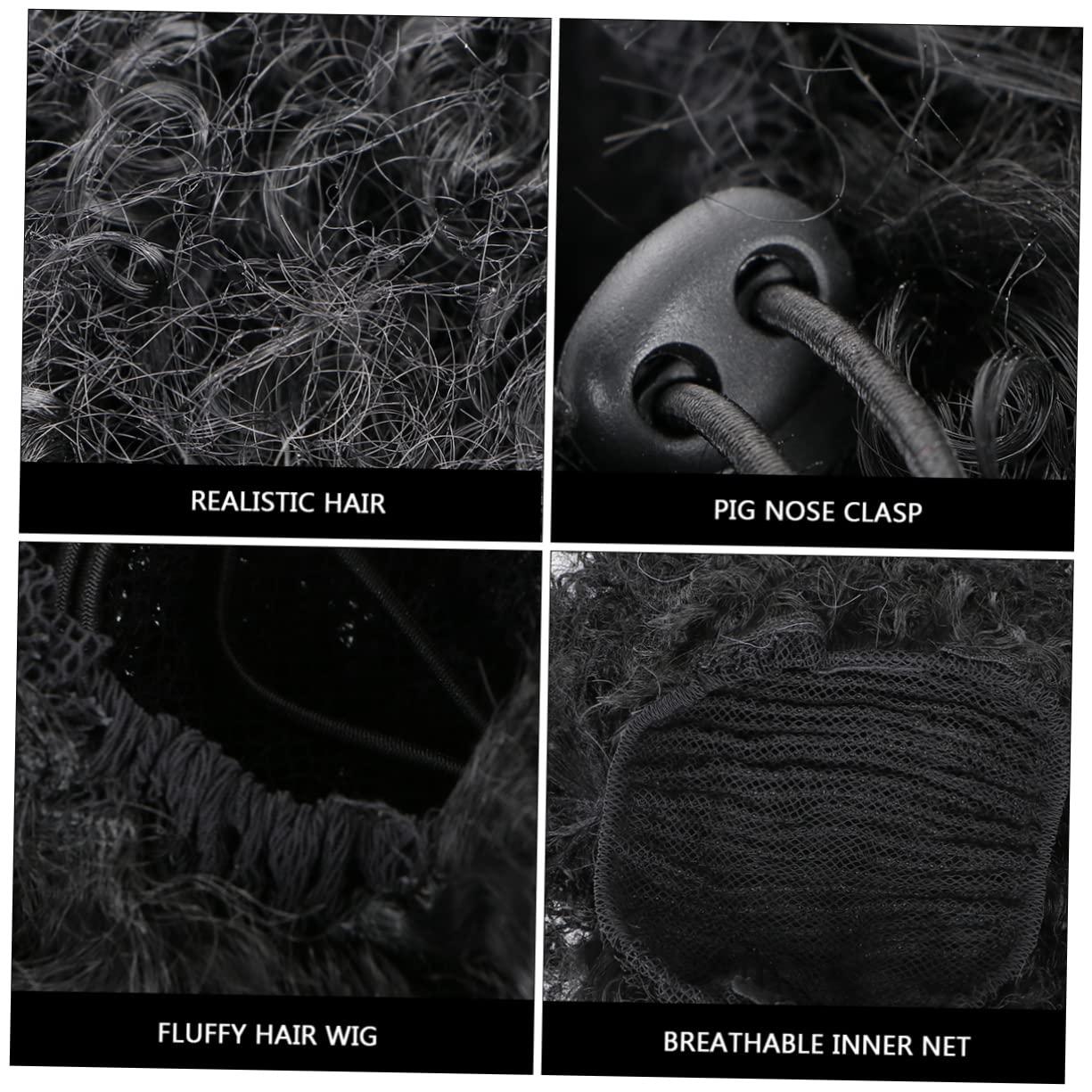 OHPHCALL OHPHCALL 1pc Afro Wig for Women Curly Full Wigs Small Afro Wig Wigs for Women Wig with Bangs Bouffant Wig Curly Hair Wig Fluffy Wig Short Bangs Wig Afro Wigs Curly Wig Hair Extensions Black