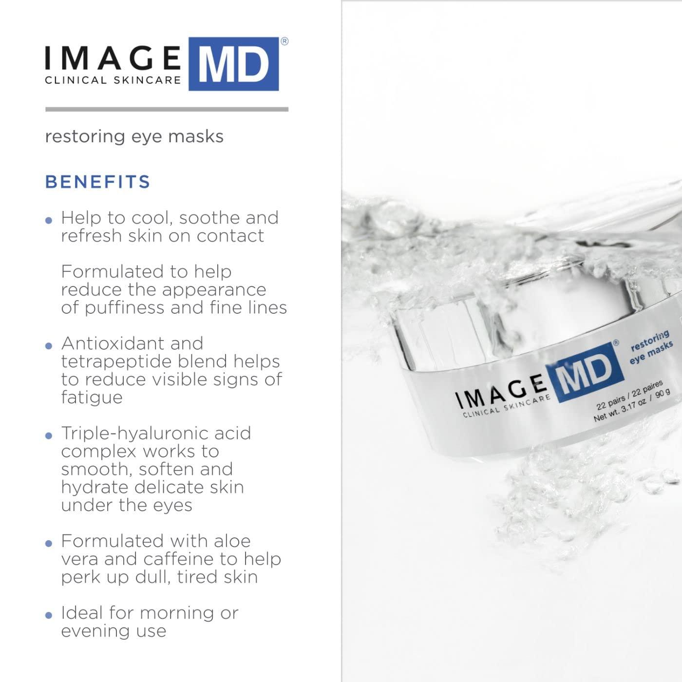 IMAGE Skincare IMAGE Skincare, IMAGE MD Restoring Eye Masks, Made with Cooling Hydrogel to Rapidly Refresh, Firm, Restore, & Soothe Tired Eyes, 22 Count