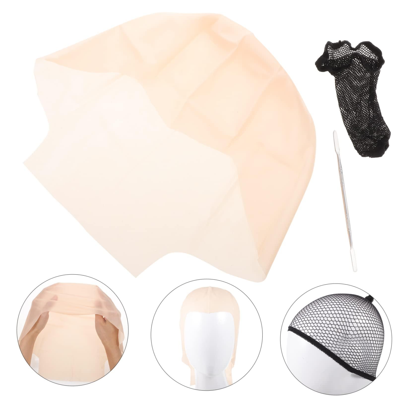 MERRYHAPY MERRYHAPY Elastic Latex Bald Cap Set Bald for Adults Bald Cap Wig Makeup Halloween Costume