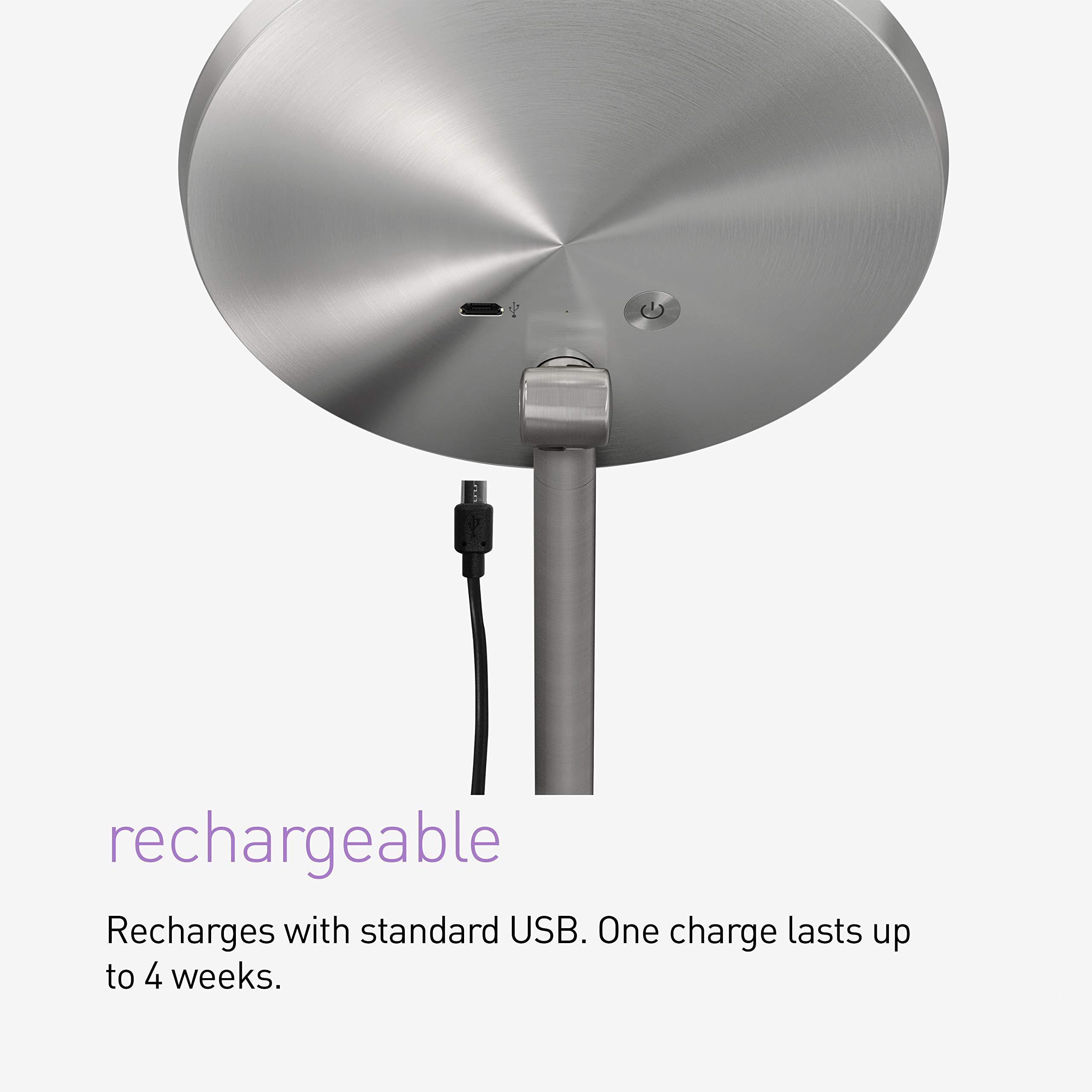 simplehuman simplehuman Sensor Mirror, 5\" Round Rechargeable Mini Travel Makeup Mirror, 10x Magnification, Brushed Stainless Steel