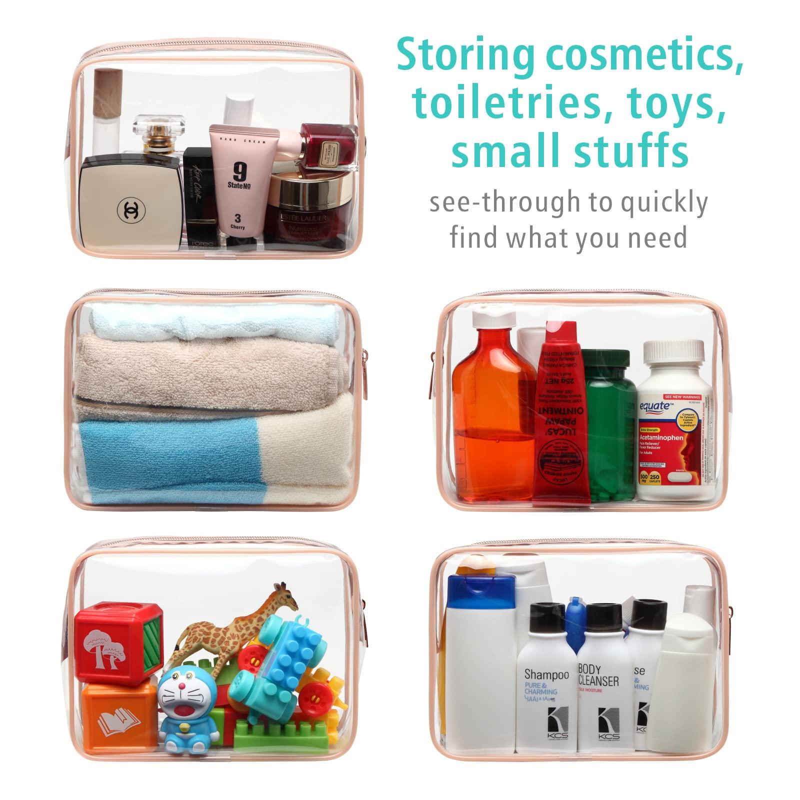 F-color F-color 5 Pack TSA Approved Toiletry Bag and 3 Pack Clear Makeup Bag