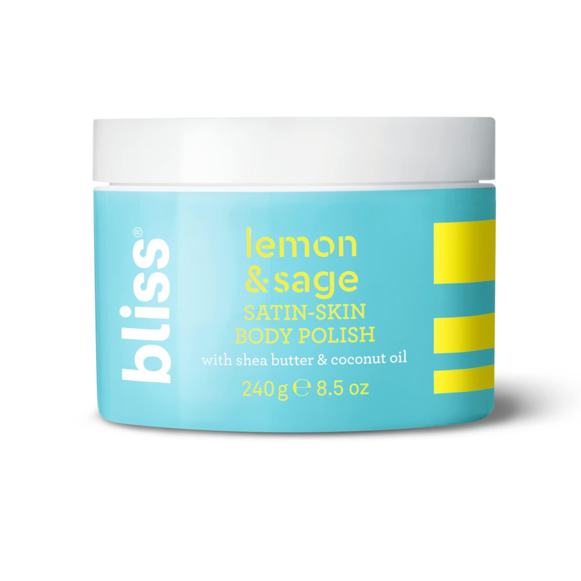 Bliss Bliss Satin-Skin Body Polish - Lemon and Sage - Body Scrub with Shea Butter and Coconut Oil - 8.5 Oz - Smoothing and Balancing Skincare - All Skin Types - Vegan & Cruelty-Free