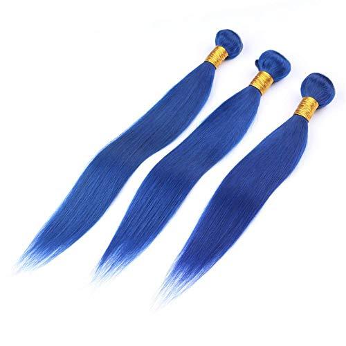 Tony beauty hair Tony Beauty Hair Straight Dark Blue Virgin Hair Weave Double Wefts with Closure 4Pcs Lot Blue Colored Indian Human Hair 3Bundles Hair Weaves with Front Lace Closure 4x4 (24 24 24+20)