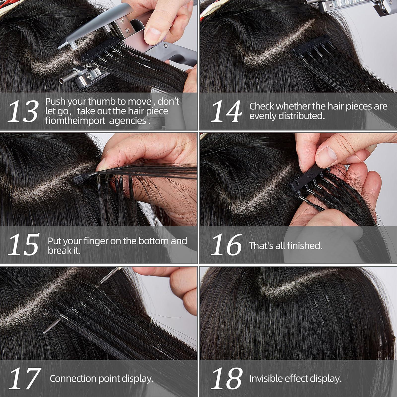 Mgorgeous 6D Hair Extensions Machine Kit, 2nd Generation Combline Hair Extension Kit 30 Min Fast Professional Hair Extension Equipment for Home Use and Barber Salon