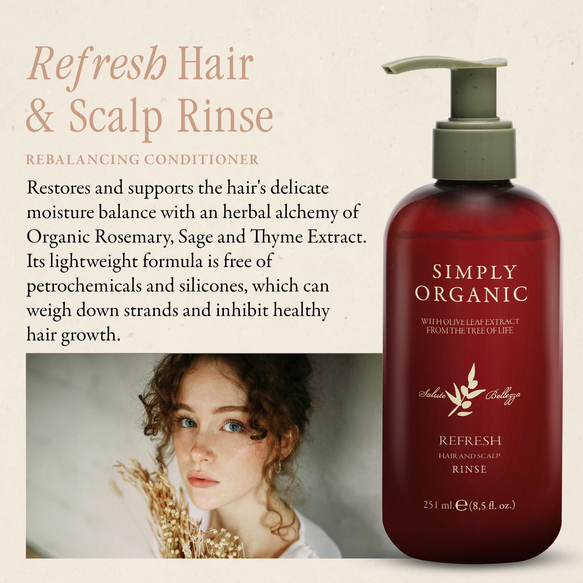 SIMPLY ORGANIC Hair Detox Clarifying Deep Conditioner Scalp Rinse, Made in Italy, All Natural Cruelty Free Hair Care for Women & Men, Rosemary, Sage & Olive Leaf Extract, PUMP NOT INCLUDED, 8.5 fl oz/251ml, REFRESH