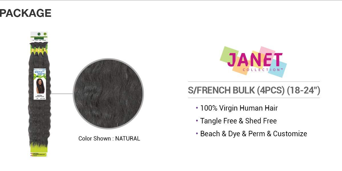Janet Janet Collection Unprocessed Natural Virgin Remy Human Hair Wet N Wavy Super French Bulk (4pcs) (1-pack [18"], NATURAL)