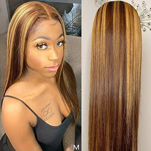 Wig Slayer Highlight Straight Lace Front Wigs Human Hair with Baby Hair Deep Part 13x6 Lace Front Human Hair Wigs for Black Women Pre Plucked Full Lace Wigs (22 inch, 13x4 Lace Front Wig)