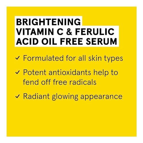 Acure ACURE Face Brightening Vitamin C & Ferulic Acid Serum - Day & Night Oil Free Glowing Facial Serum - Vitamin C, Ferulic Acid & Pineapple Extract For Natural Brighter Look - for All Skin Types 1 fl oz