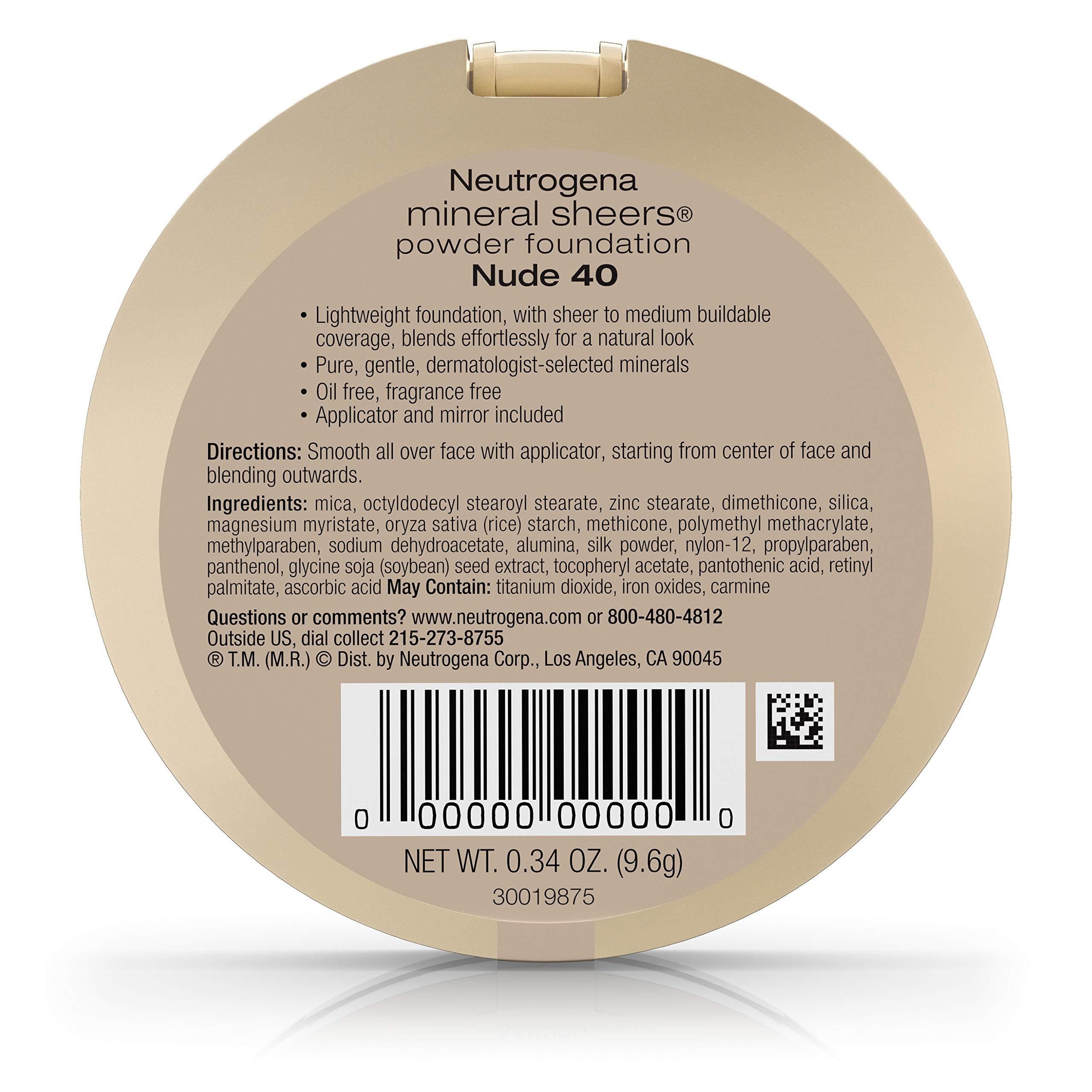 Neutrogena Neutrogena Mineral Sheers Powder Foundation, Nude 40, 0.34 Ounce