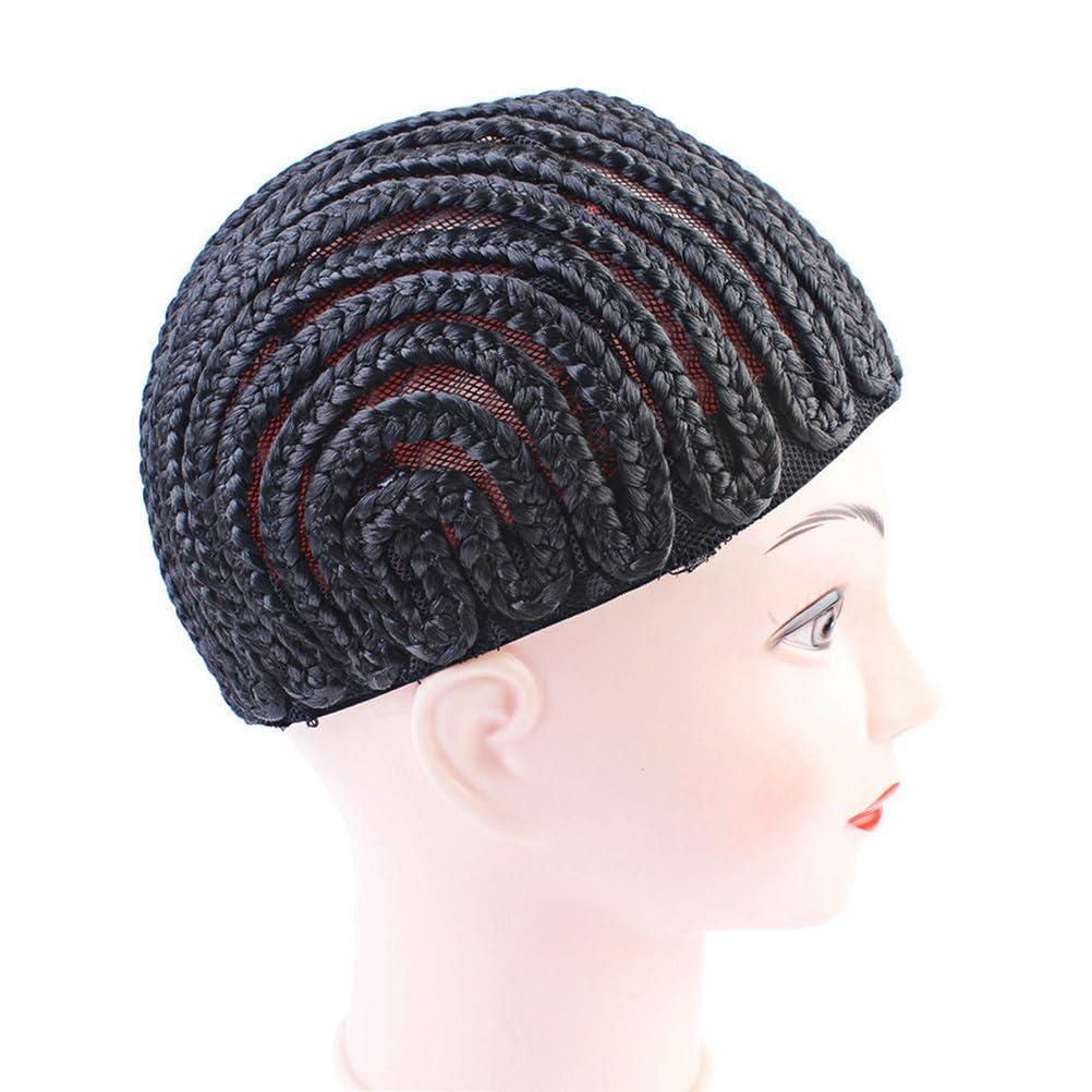 Ipetboom Ipetboom 2pcs Black Braided Wig Cap For Crochet Breathable Cornrow Wig Making Caps Cornrow Wig Cap Braid Headgear for Easier Sew
