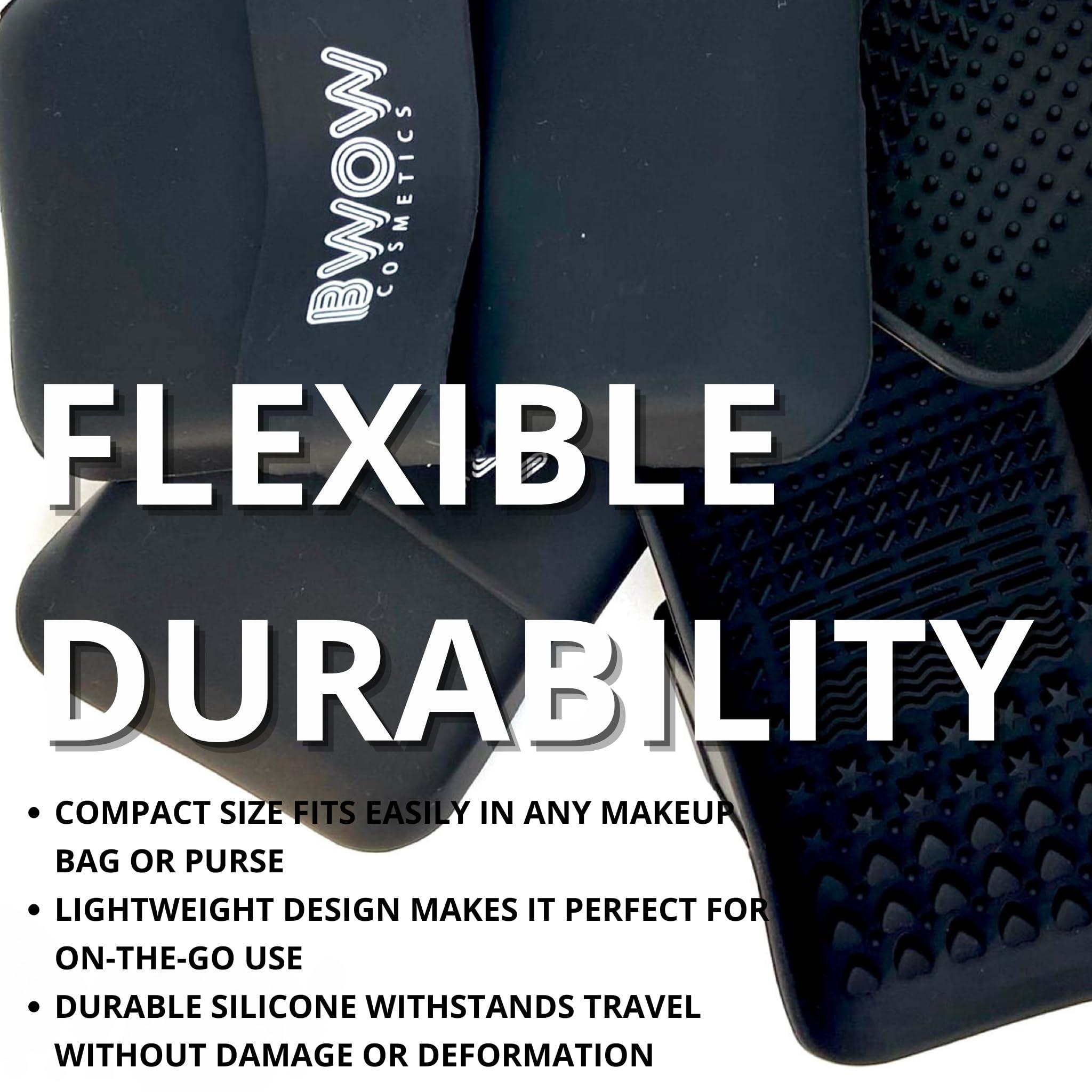 BWOW LUXCLEAN PRO Makeup Brush Cleaning Mat Pad | Silicone | Latex Free | Makeup Brush Handheld Cleaner | Textured Surface for all Styles of Brushes and Bristles | Precise Clean Brushes