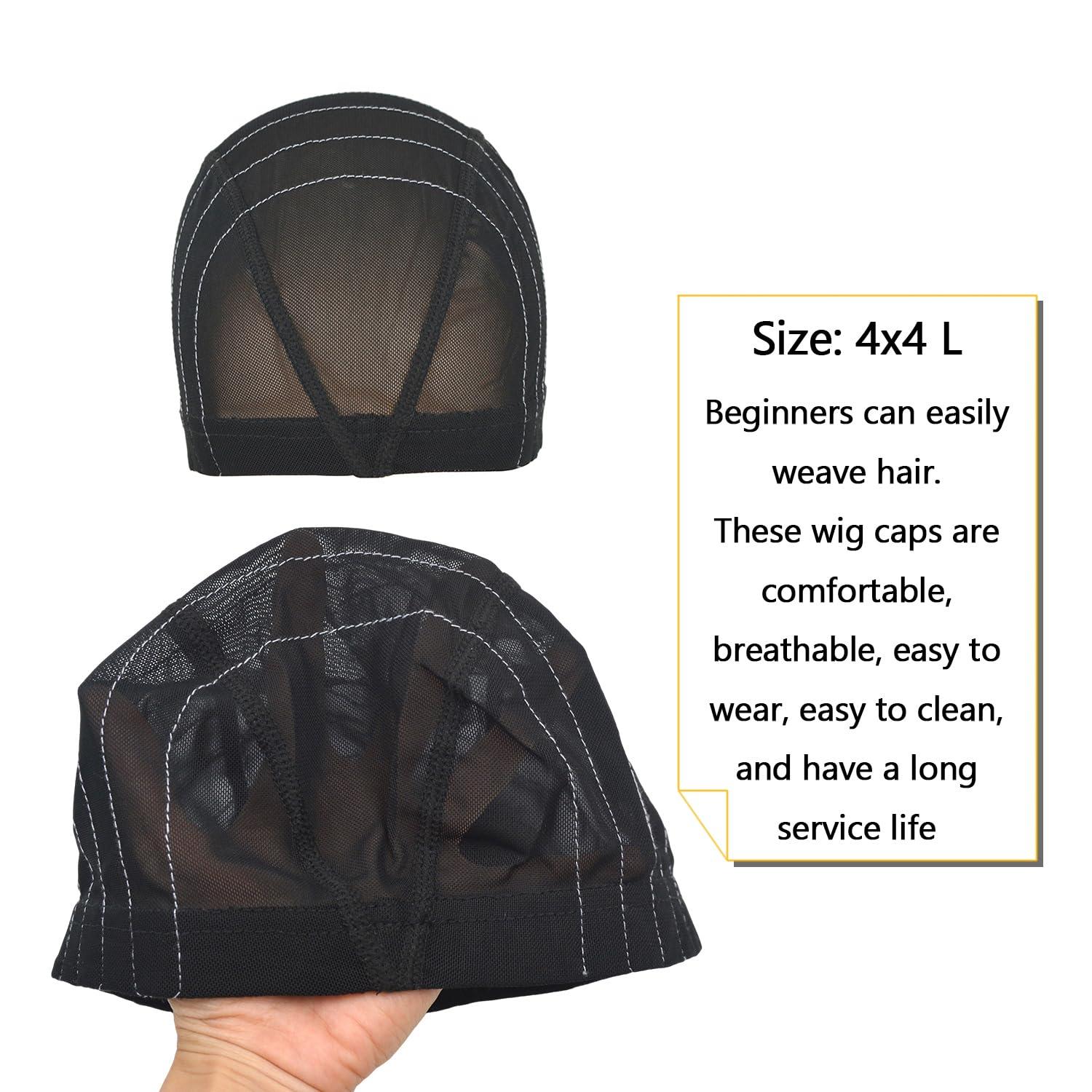 YTBYT Mesh Dome Caps Wig Cap with Guideline Map for Wig Making Stretchable Wig Caps for Beginners Making Wigs (4x4 L)