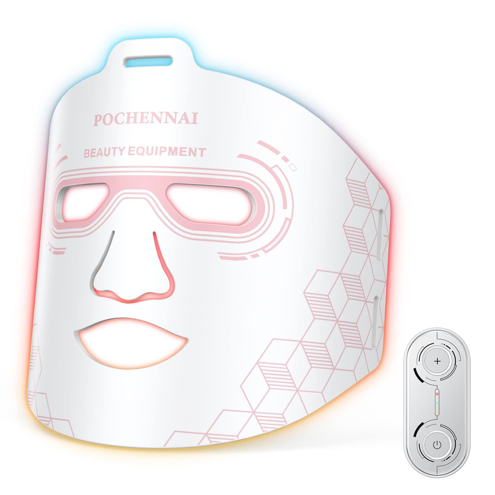 POCHENNAI POCHENNAI Infrared Red Light Therapy Mask, Led Face Mask Light Therapy, Red Light Therapy For Face, At Home Led Mask Therapy Facial, Portable Red Light Therapy for Face, Facial Led Mask Skin(White)