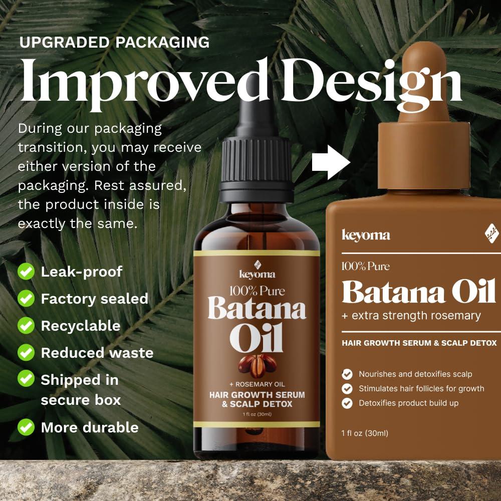 Keyoma Keyoma - Batana Oil with Rosemary for Hair Growth - Nourish Scalp & Detox for Strong & Healthy Hair, 100% Organic Batana Oil from Honduras with Rosemary - Reduce Hair Loss & Detox Your Scalp (60 mL)