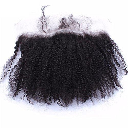 beauty youth Afro Kinky Curly 13X4 Lace Frontal Closure Ear To Ear Free Part Unprocessed Mongolian Human Hair Top Full Lace Frontal Closure Piece With Baby Hair Natural Color 8"inch