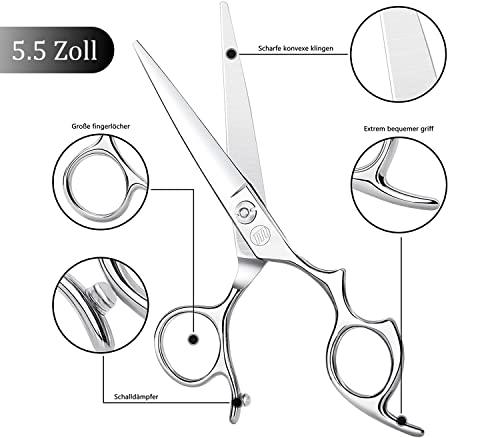Moontay Moontay 5.5" Hair Cutting Shears with Large Finger Holes, Professional Barber Stylist Scissors, Salon Hair Cutting Scissors, 440C Japanese Stainless Steel, Silver