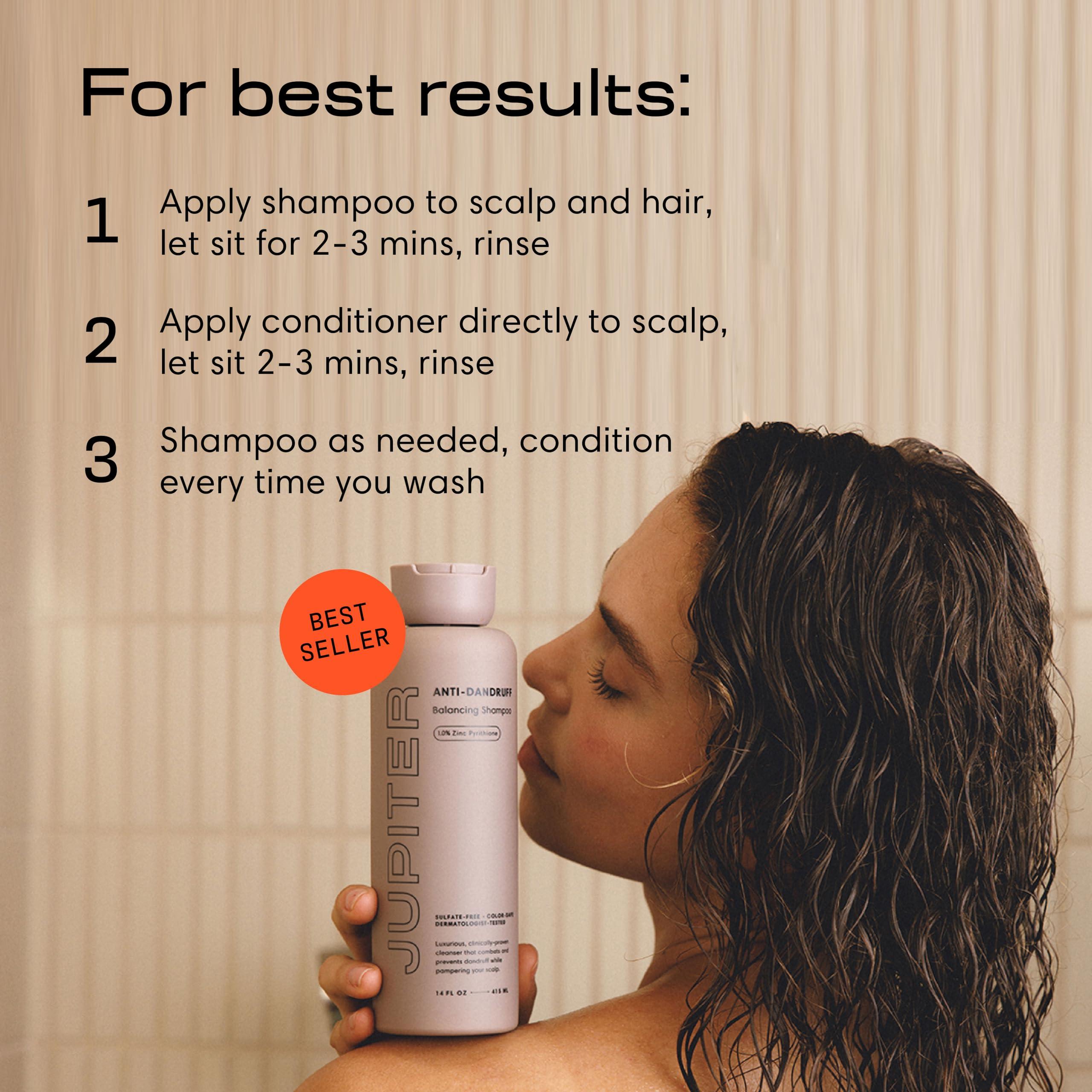 Jupiter Jupiter, Physician-Formulated Anti-Dandruff Shampoo & Conditioner, for Flaky, Itchy, Oily, Dry Scalp, Vegan, Sulfate-Free, Color-Safe, & Paraben-Free, Dry Scalp Shampoo and Conditioner for Women & Men