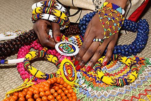 Chuma Luxury African Zulu Headband and bracelet (White)