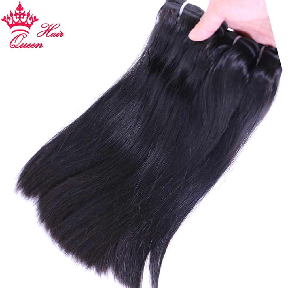 Queen Hair Queen Hair Products Double Drawn Bone Straight Human Hair Unprocessed Brazilian Virgin Hair Top Quality Full Bundle 100% Human Hair Weft (10 12 14 16inches)