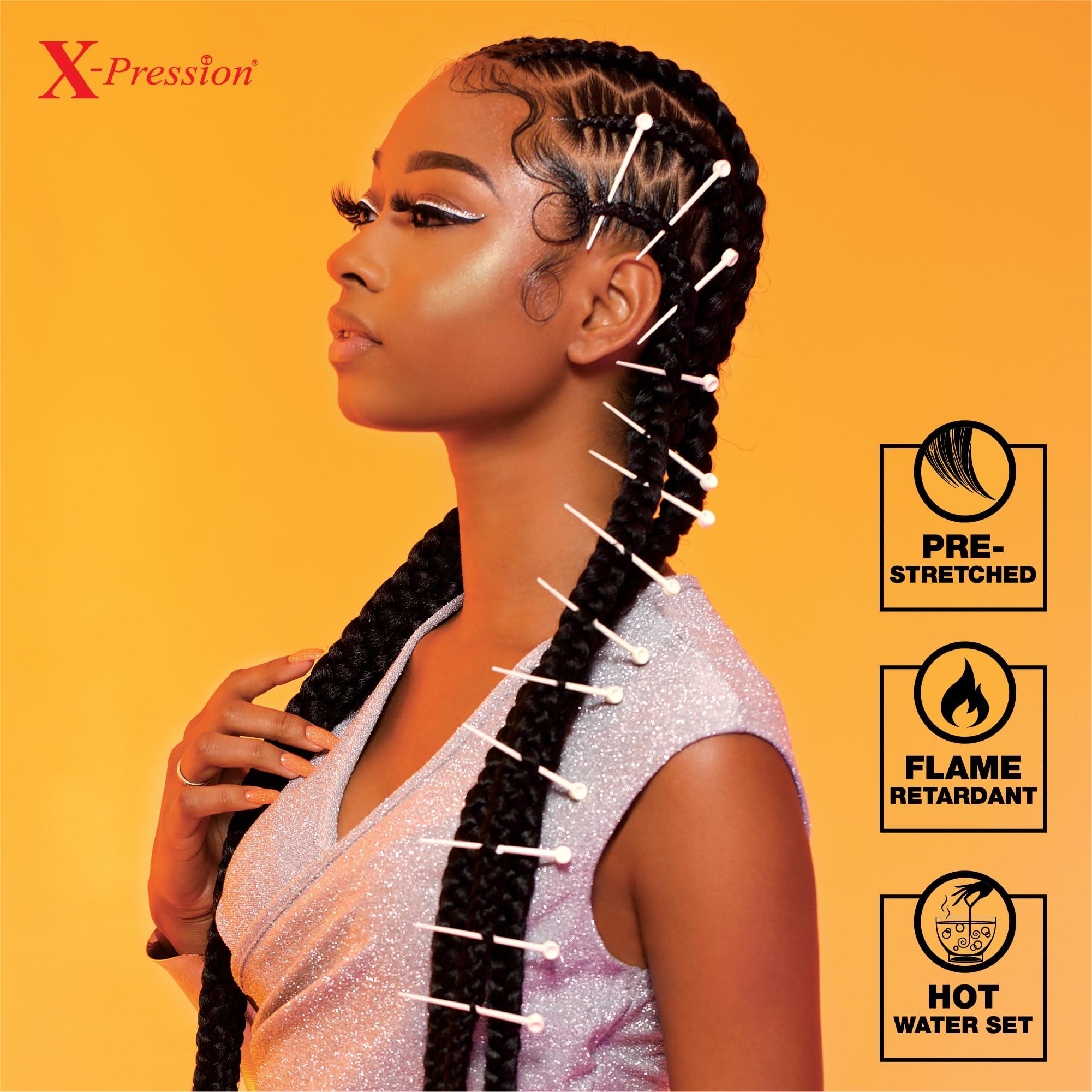 Sensationnel Sensationnel X-pression prestretched braiding hair - 10x braid 48 inch all kanekalon flame retardant synthetic braid for box braids and twists (1B OFFBLACK)