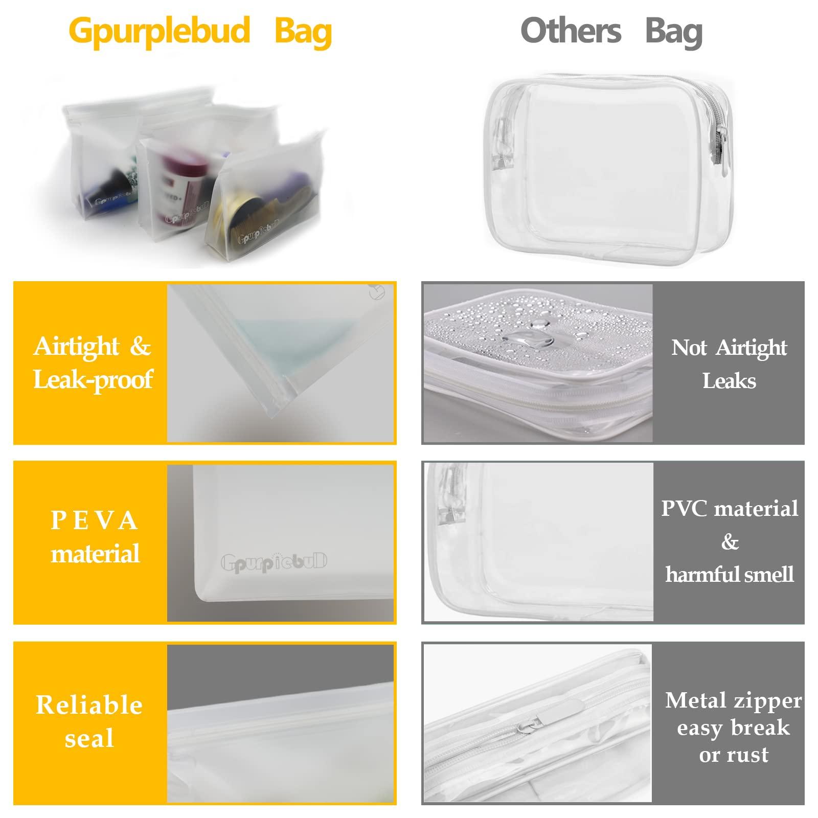 Gpurplebud Gpurplebud Clear Toiletry bags, PEVA Material Leakproof TSA Approved Quart Size Zipper Bags (3, 3 x 9.8in & 3 x 7.9in)