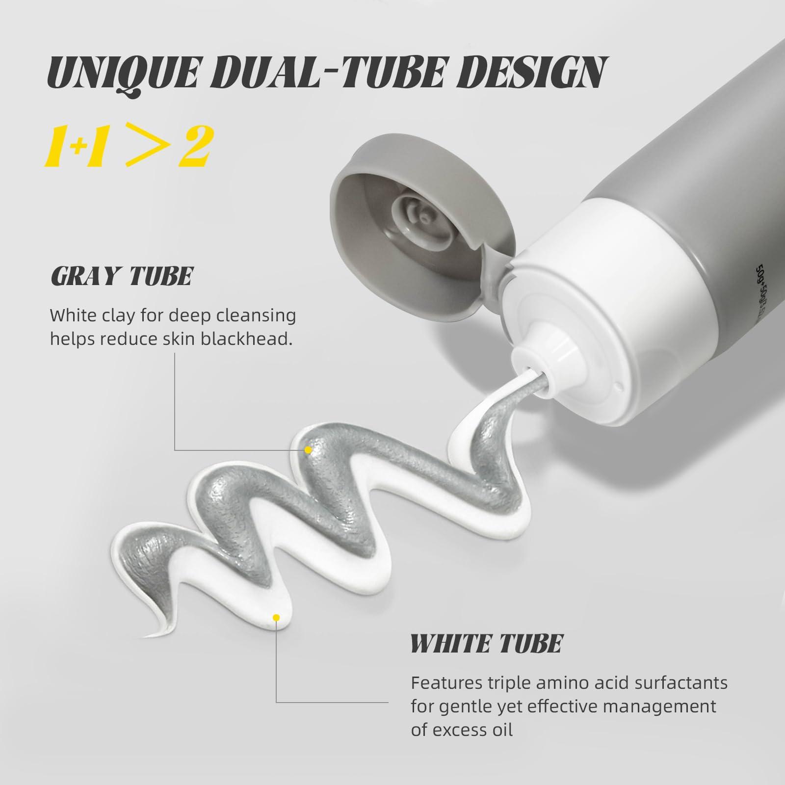 VGO VGO Facial Cleanser, Daily Face Wash of Double Care and Effects, Cleansing Mud Mask & Amino Acid Cleansing All in One Gentle Face Cleanser, 3.52 Oz