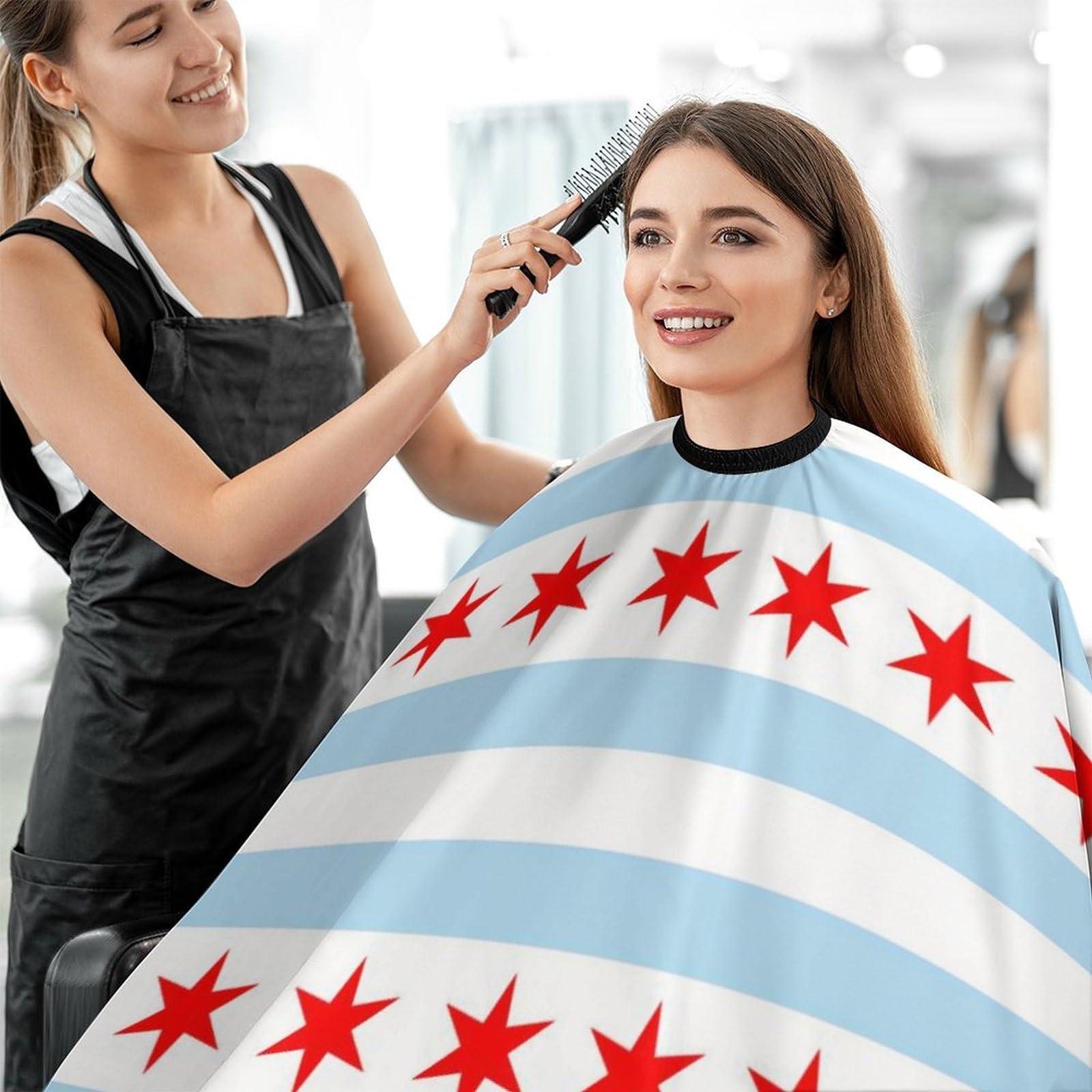 LJFABKY Flag of Chicago Barber Cape Hair Cutting Salon Haircut Capes Professional Hairdresser Apron for Men Women