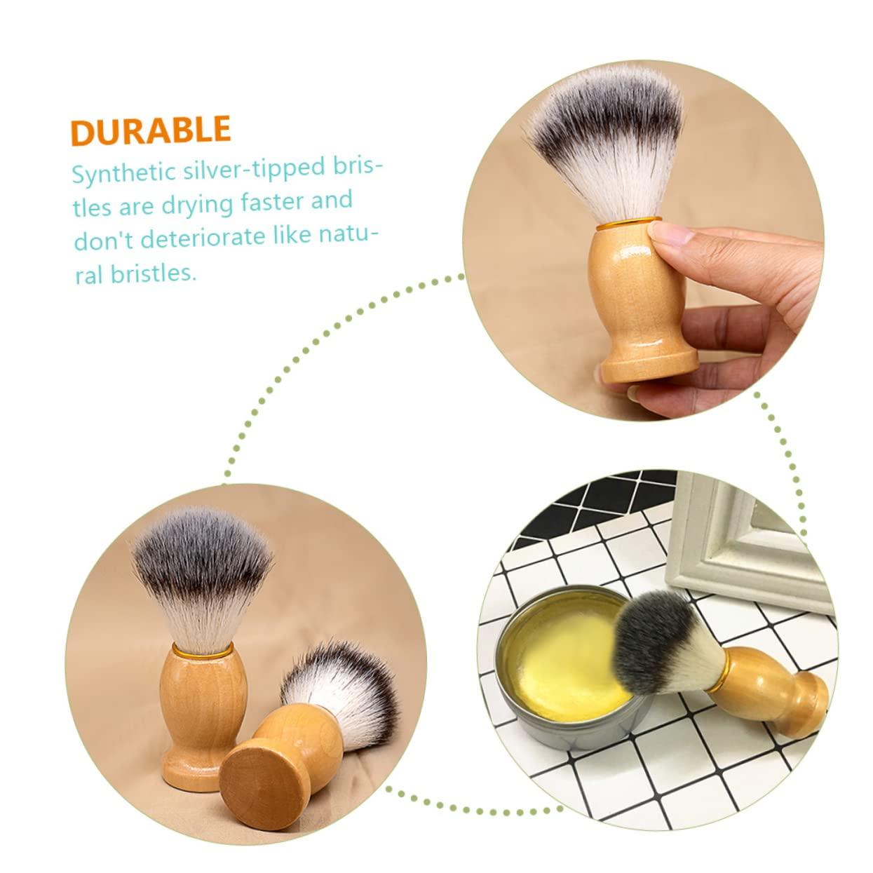 FOYTOKI FOYTOKI 2pcs Shaving Brush Leaf Twig Razor Duster Brush Handheld Beard Brush Shave Brush Kit Shaving for Men Hat Shaving Mens Shaving & Removal Products Sponge Light Brown Wood