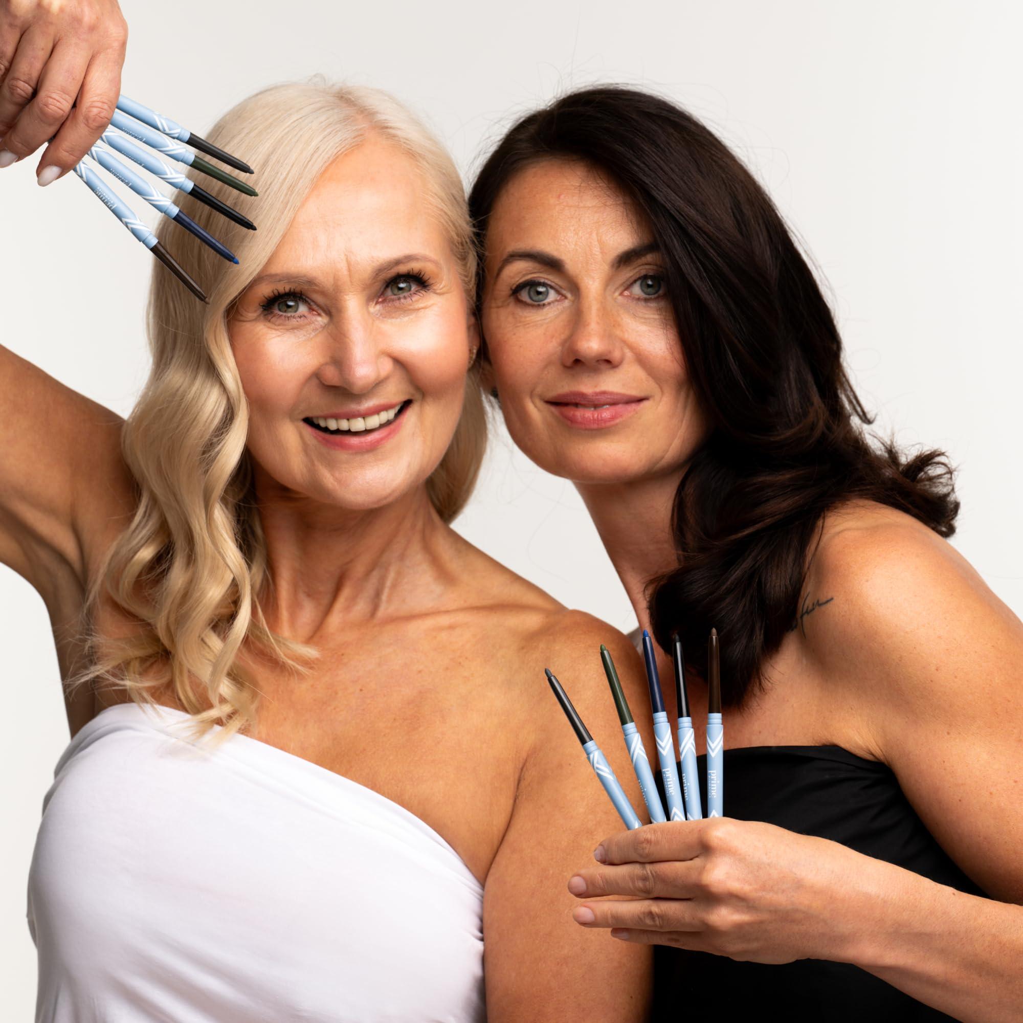 PRIME PROMETICS PRIME PROMETICS PrimeEyes Glide Eyeliner for Mature Women Water-Resistant, Long-Stay and Mess-Proof Gel Cream Texture, Discreet Sharpener and Effective Smudger (Wood (brown))