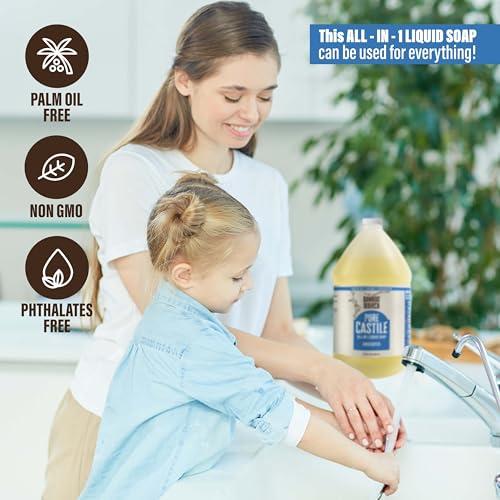BAMBOO AND BIRCH BAMBOO AND BIRCH Pure Castile Soap Liquid Organic, Certified Palm Oil Free Natural Soap, Unscented, 1 Gallon