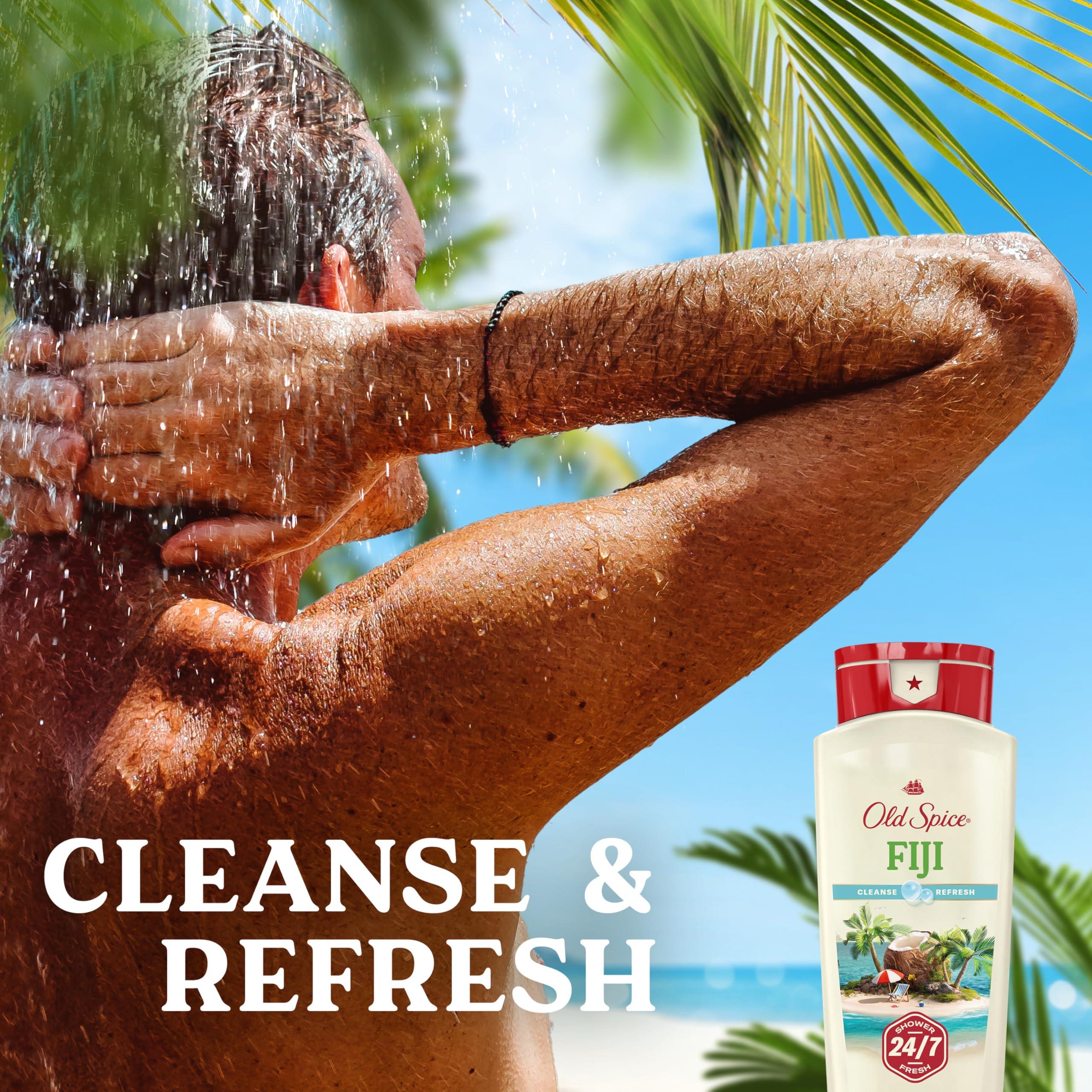 Old Spice Old Spice Body Wash for Men, 24/7 Shower Fresh with Long Lasting Scent, Fiji with Palm Tree Scent, 18 fl oz (Pack of 4)
