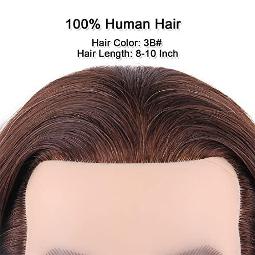 Newshair NEWSHAIR Male Mannequin Head with Beard 100% Human Hair Haircut Training Head with Thick Hair Hairdresser Manikin Head Doll Head for Styling and Practice Handsome Face Adult Head Size (8-10Inch 3B#)