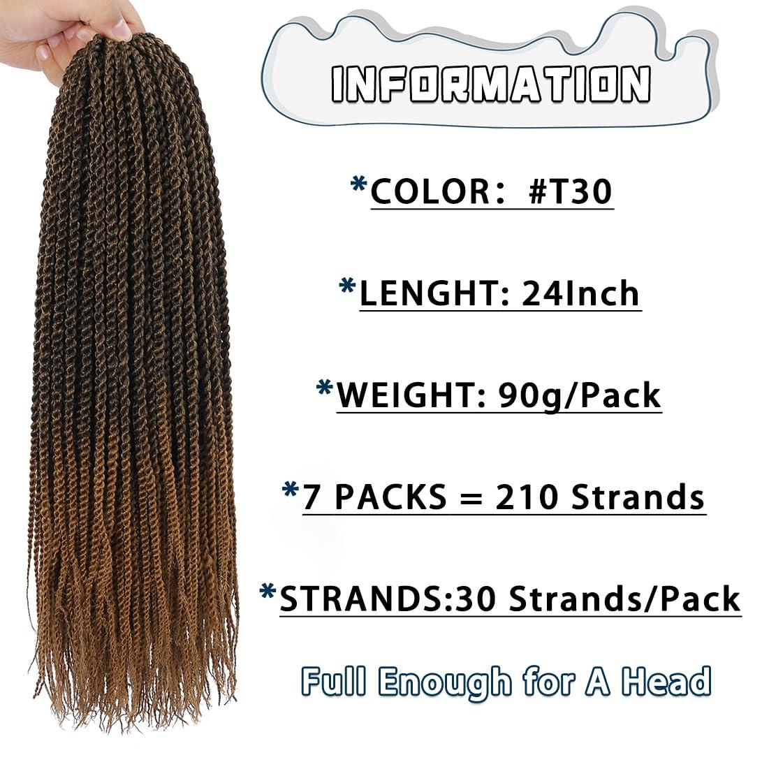 DDvation Crochet Braids Senegalese Twist Crochet Hair 7 Packs Pre Looped Micro Senegalese Twist Braiding Hair Ombre Crochet Braids for Women (24inch, T30)