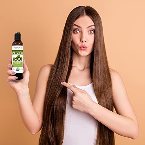 velona velona USDA Certified Organic Castor Oil - 32 oz | For Hair Growth, Boost Eyelashes, Eyebrows | Cold pressed, Natural Oil, USP Grade | Hexane Free, Lash Serum, Caster