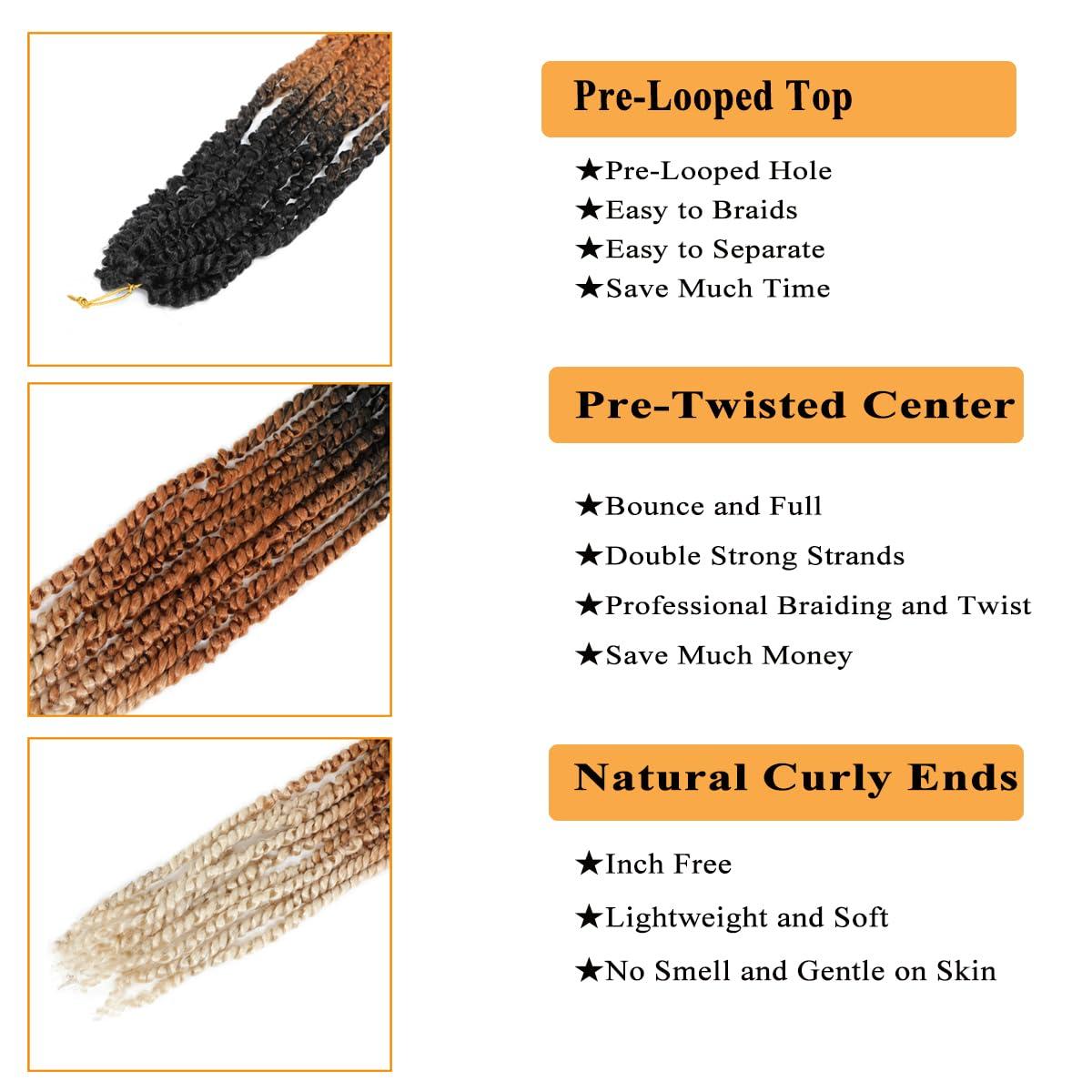 Flagship Passion Twist Hair 30 Inch 1B/30/613 Ombre Long Pre-twisted Passion Twists Pre-looped Crochet Hair for Black Women